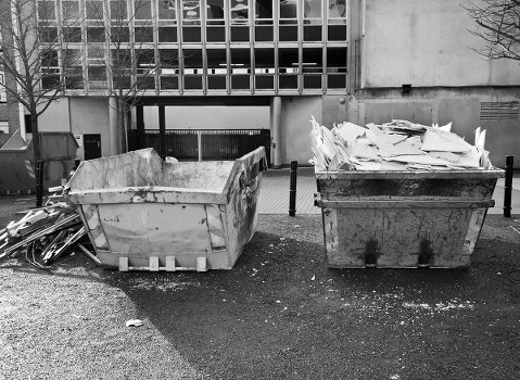 Construction site with waste management activities in Osterley