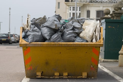 Construction site with waste being removed